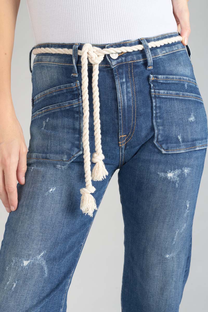 Jeans Pricilia taille haute 7/8ème destroy bleu N°2