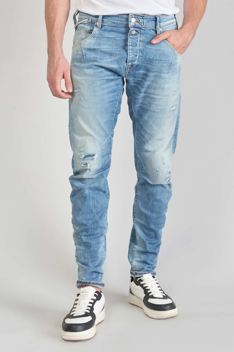 Jeans 900/03 tapered arqué Alost destroy bleu N°4