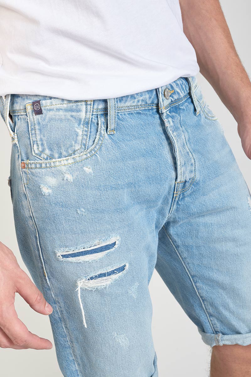 Bermuda Laredo en jeans bleu clair délavé destroy