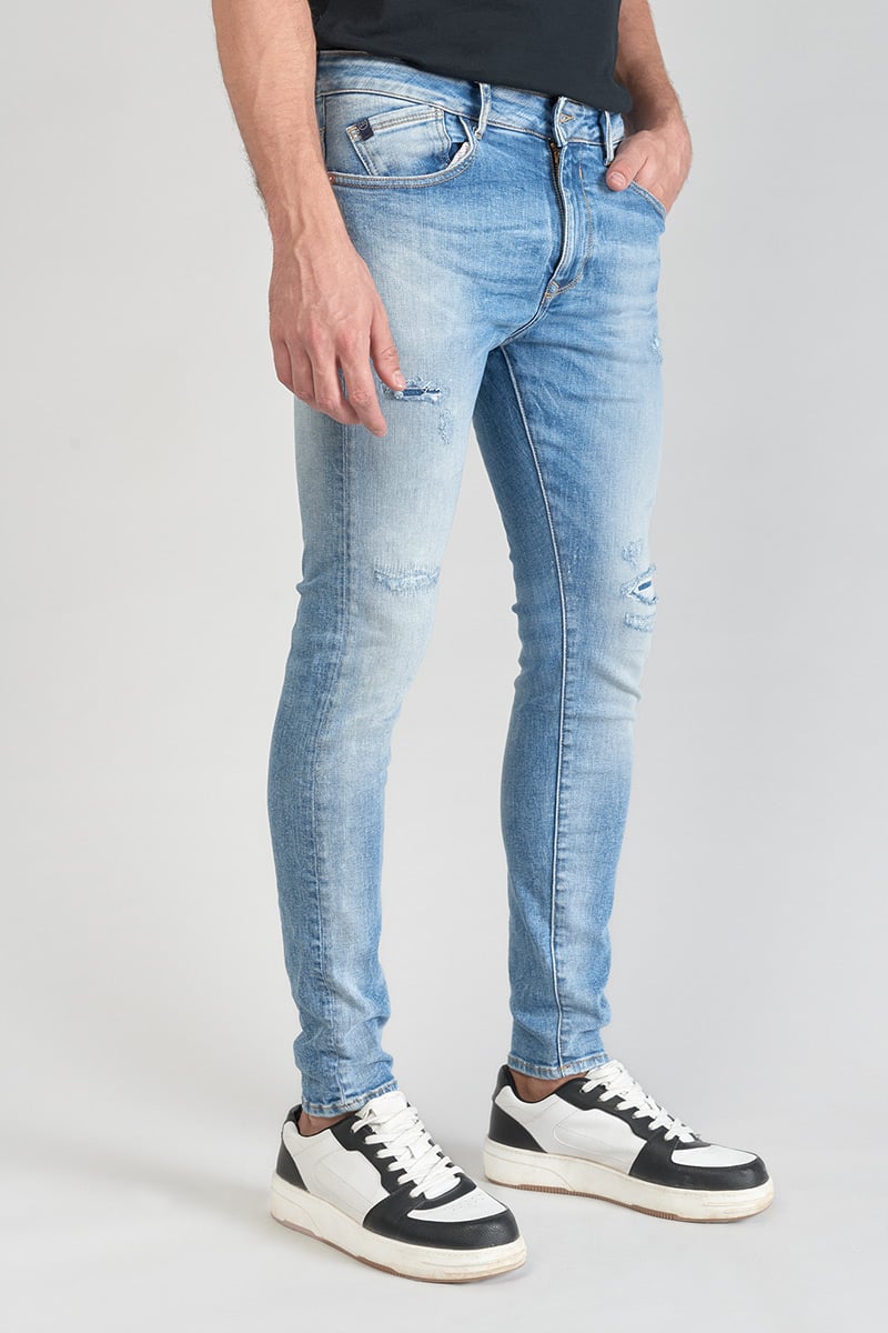 Jeans power skinny 7/8ème destroy bleu N°4