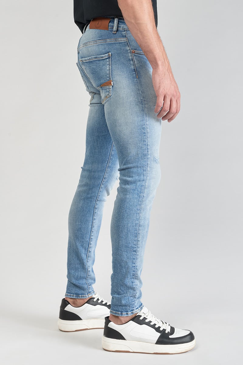 Jeans power skinny 7/8ème destroy bleu N°4