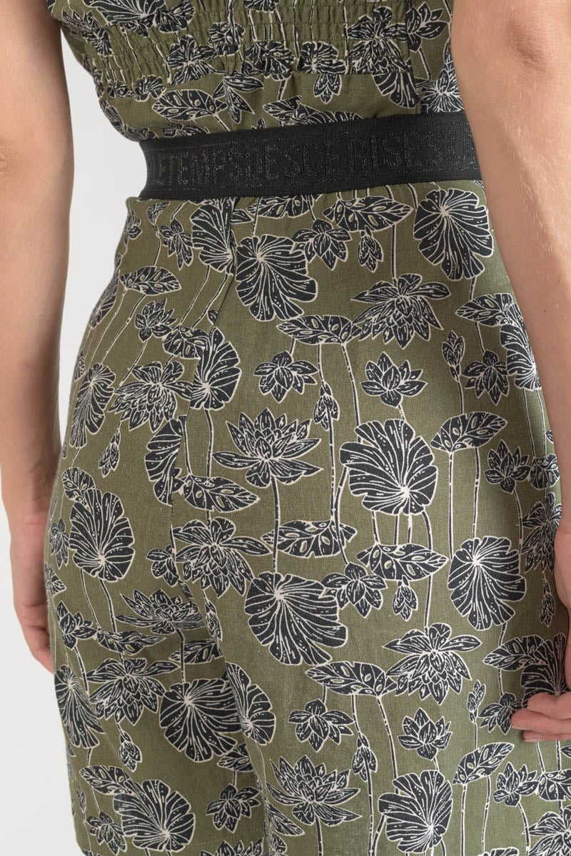 Bermuda Fost kaki à motif fleuri