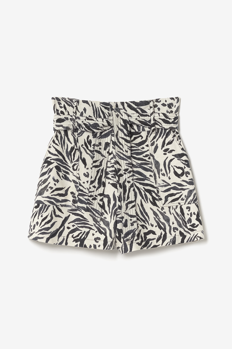Short en lin mélangé Lest à motif animalier