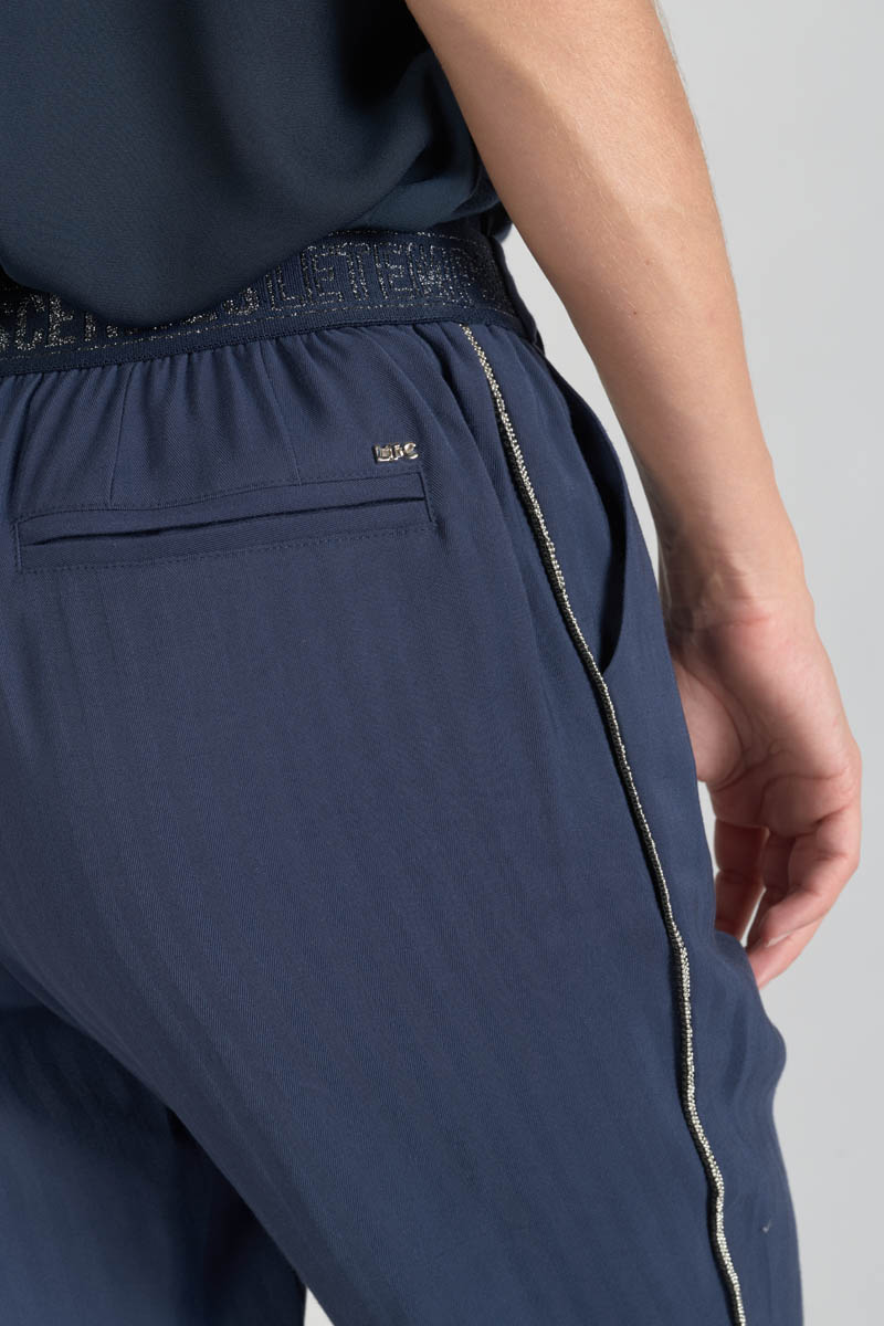 Pantalon Reydel bleu marine à fermeture asymétrique