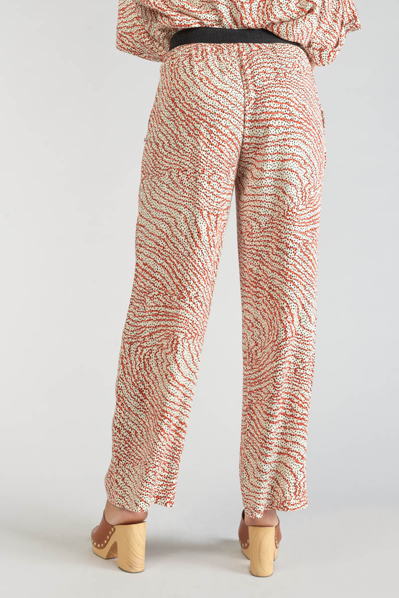 Orange and black print Yesa flowing trousers