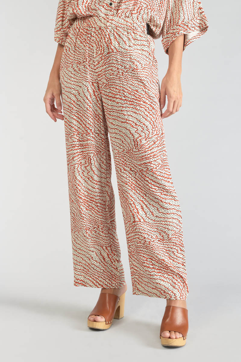 Orange and black print Yesa flowing trousers