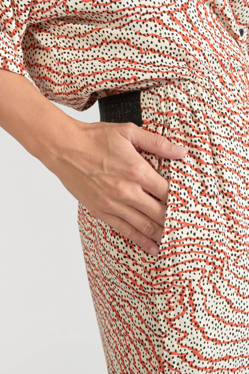 Orange and black print Yesa flowing trousers