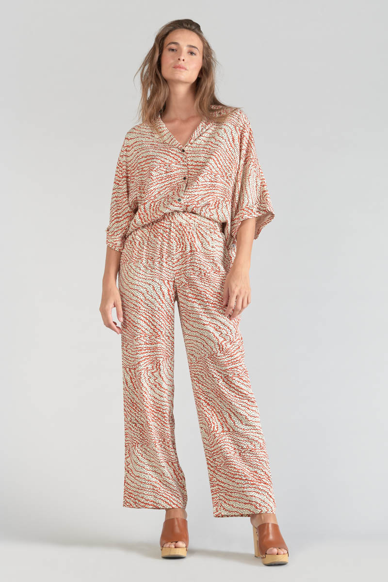Orange and black print Yesa flowing trousers