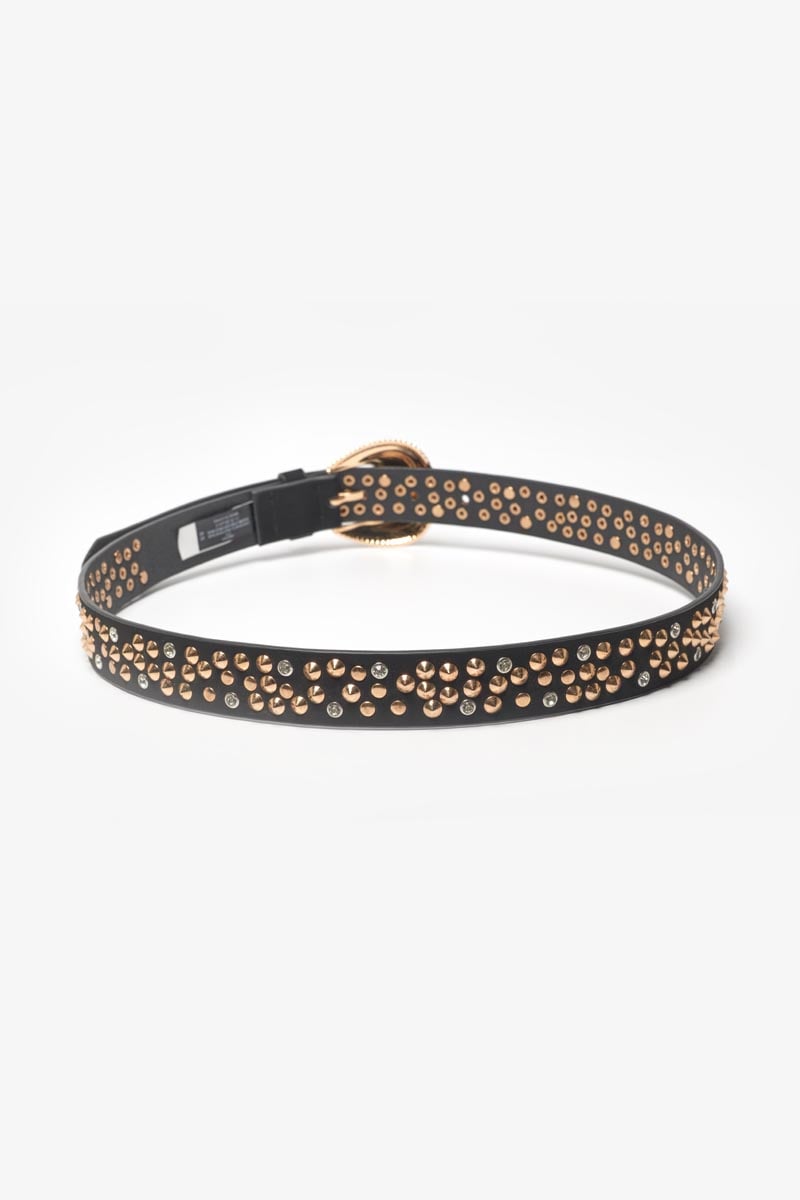 Ceinture Jimena en cuir noir clouté