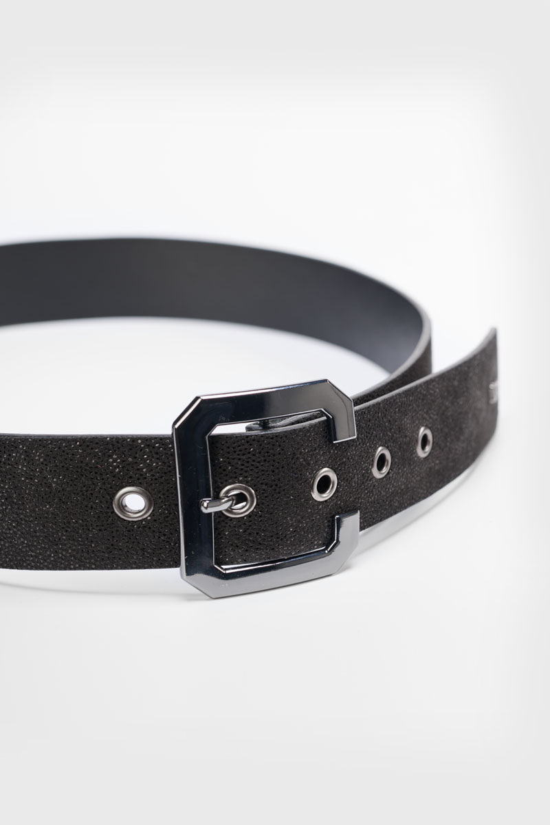 Ceinture Julia en cuir noir brillant