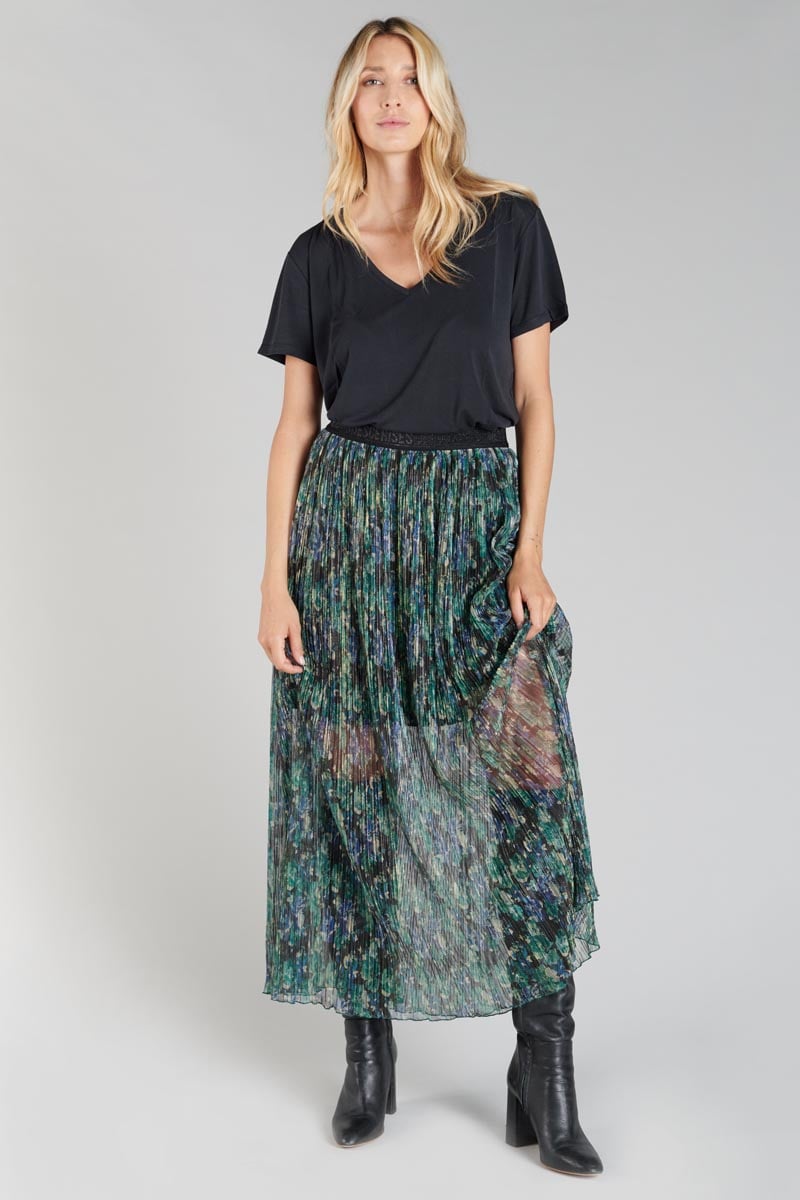 Long iridescent pine green Ayleen skirt