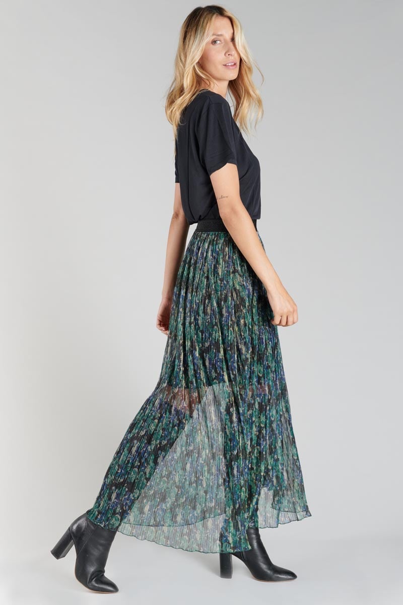 Long iridescent pine green Ayleen skirt