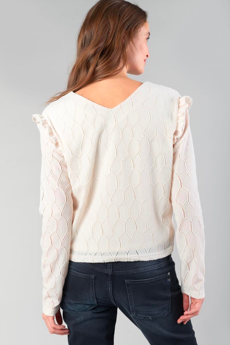 Cream Esmee long-sleeved top