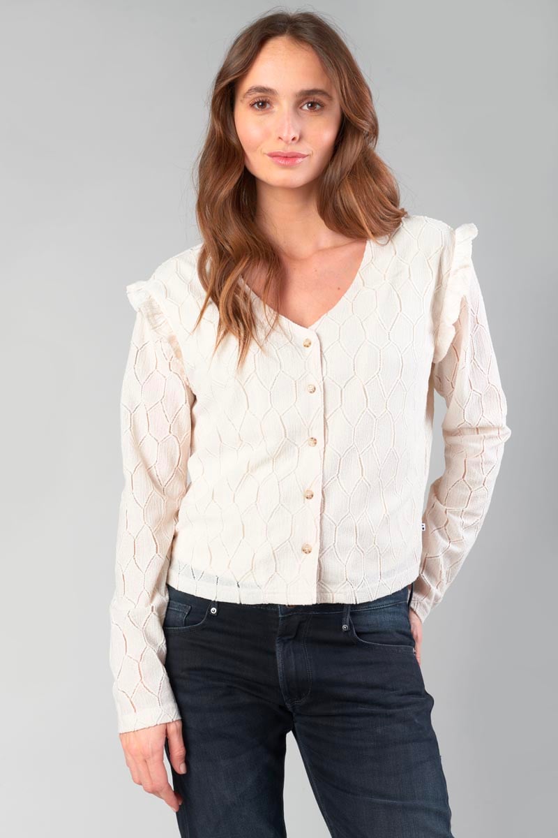 Cream Esmee long-sleeved top