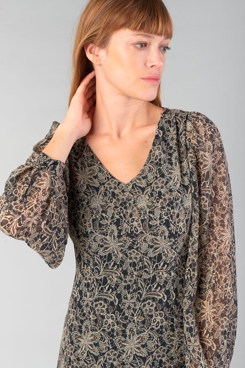 Black floral Kip maxi dress