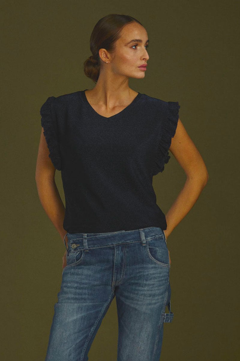 Iridescent midnight blue Nea top