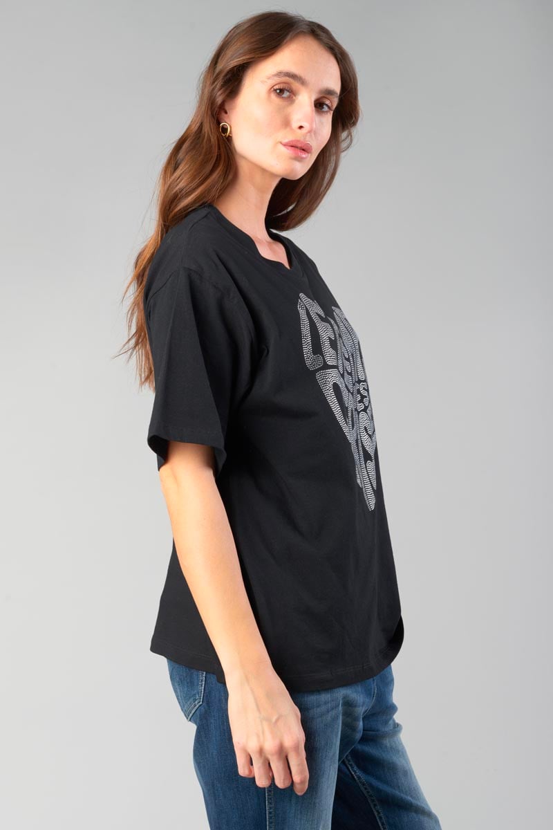 Black rhinestone Oraya t-shirt