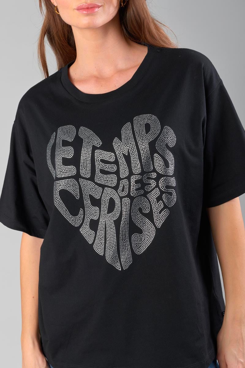 Black rhinestone Oraya t-shirt