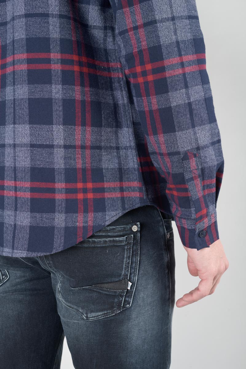 Chemise Baste à carreaux bleu marine