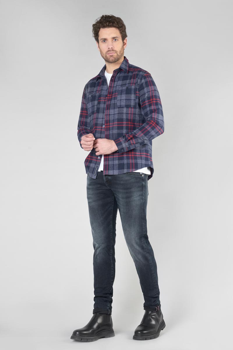 Chemise Baste à carreaux bleu marine