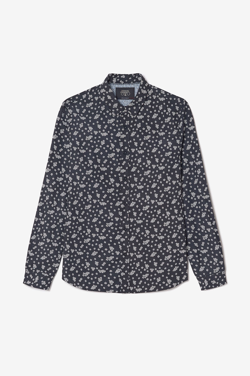Chemise Cesal noire à motif fleuri