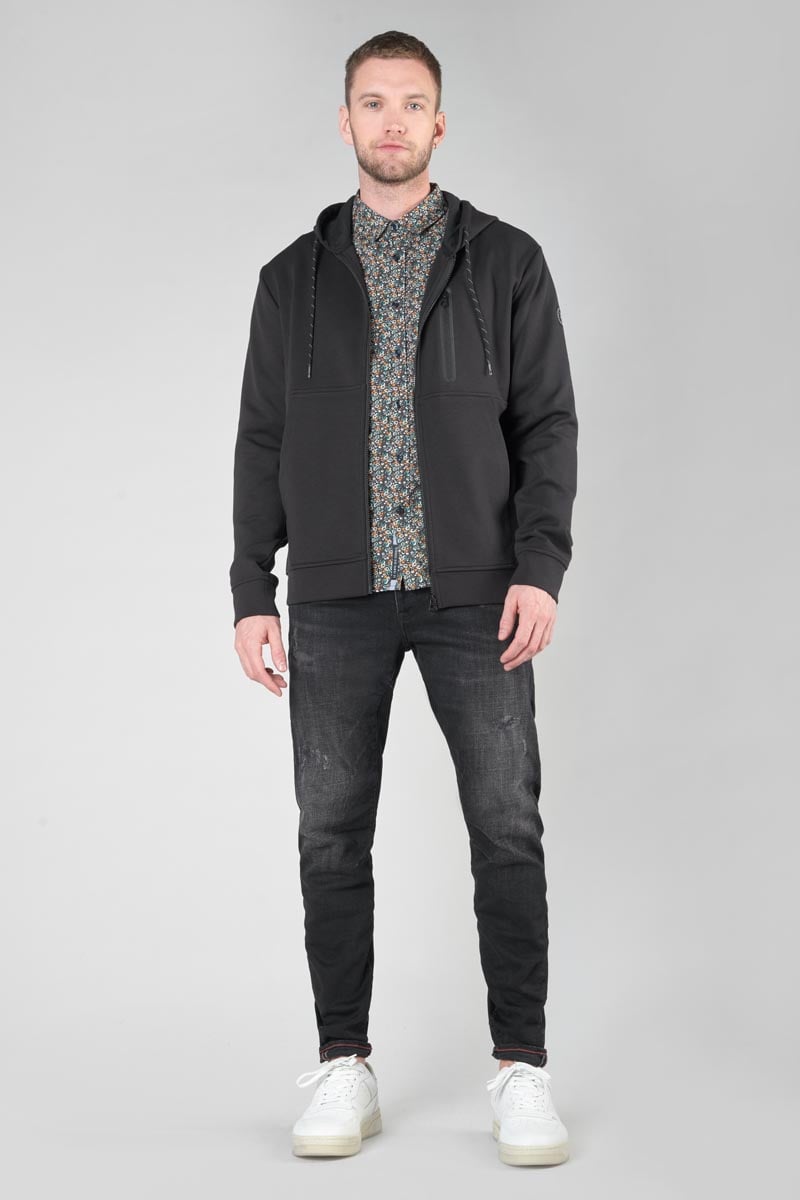 Chemise Drome noire à motif fleuri