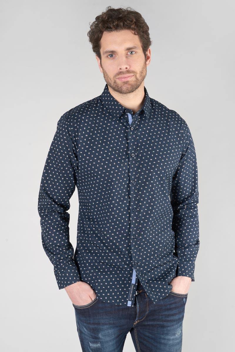 Chemise Gisor bleu marine à motif