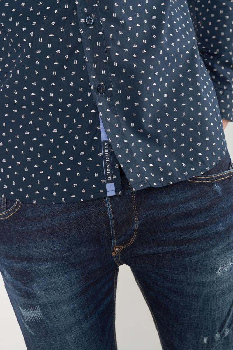 Chemise Gisor bleu marine à motif