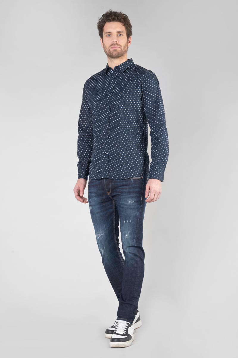 Chemise Gisor bleu marine à motif