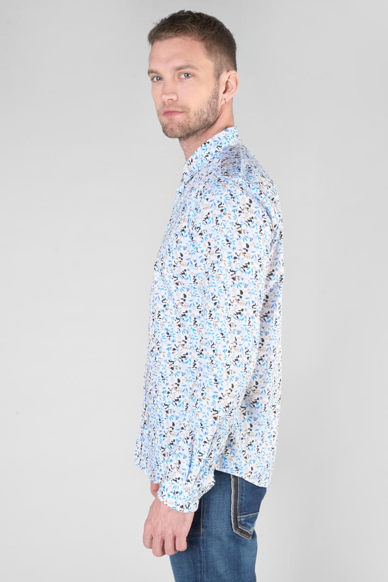 Chemise Mariot blanche à motif feuilles