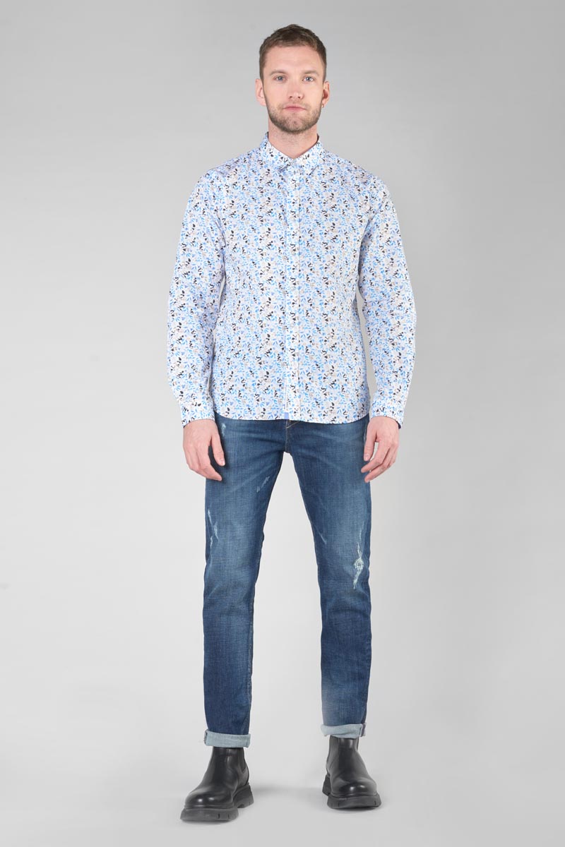 Chemise Mariot blanche à motif feuilles