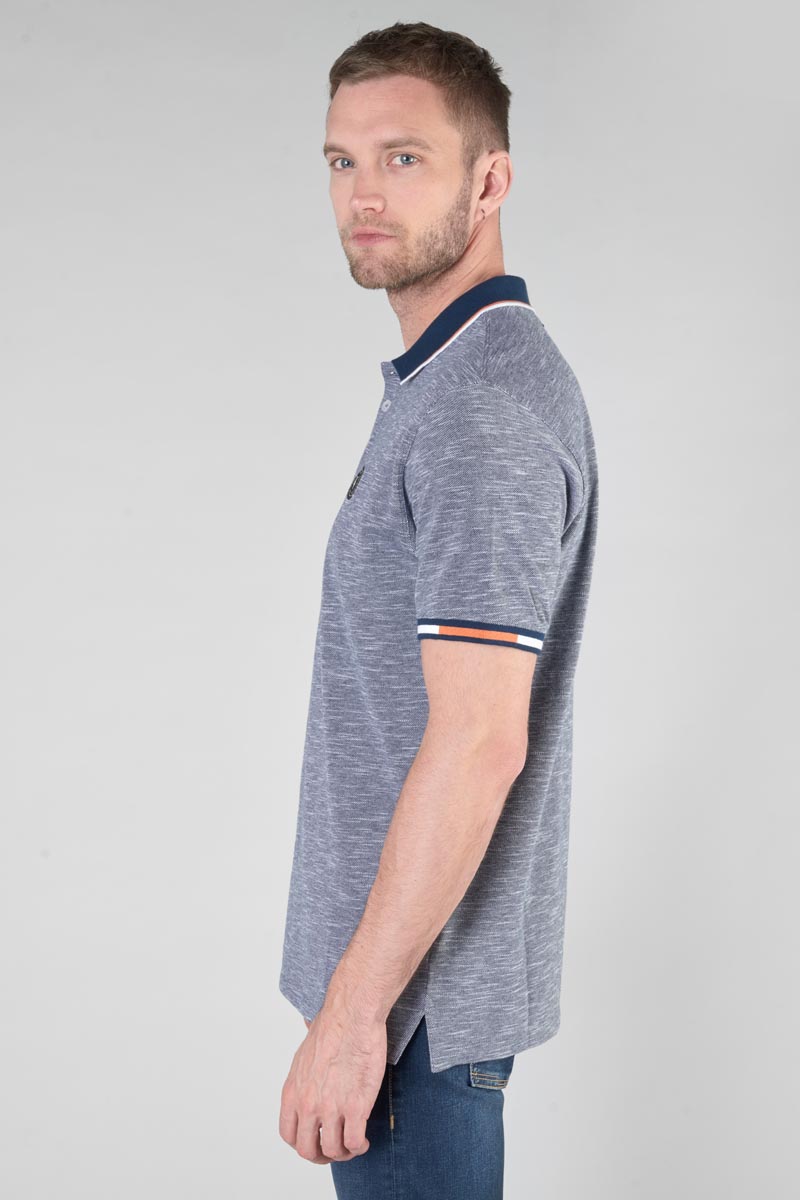 Navy blue marl jersey Polar polo shirt