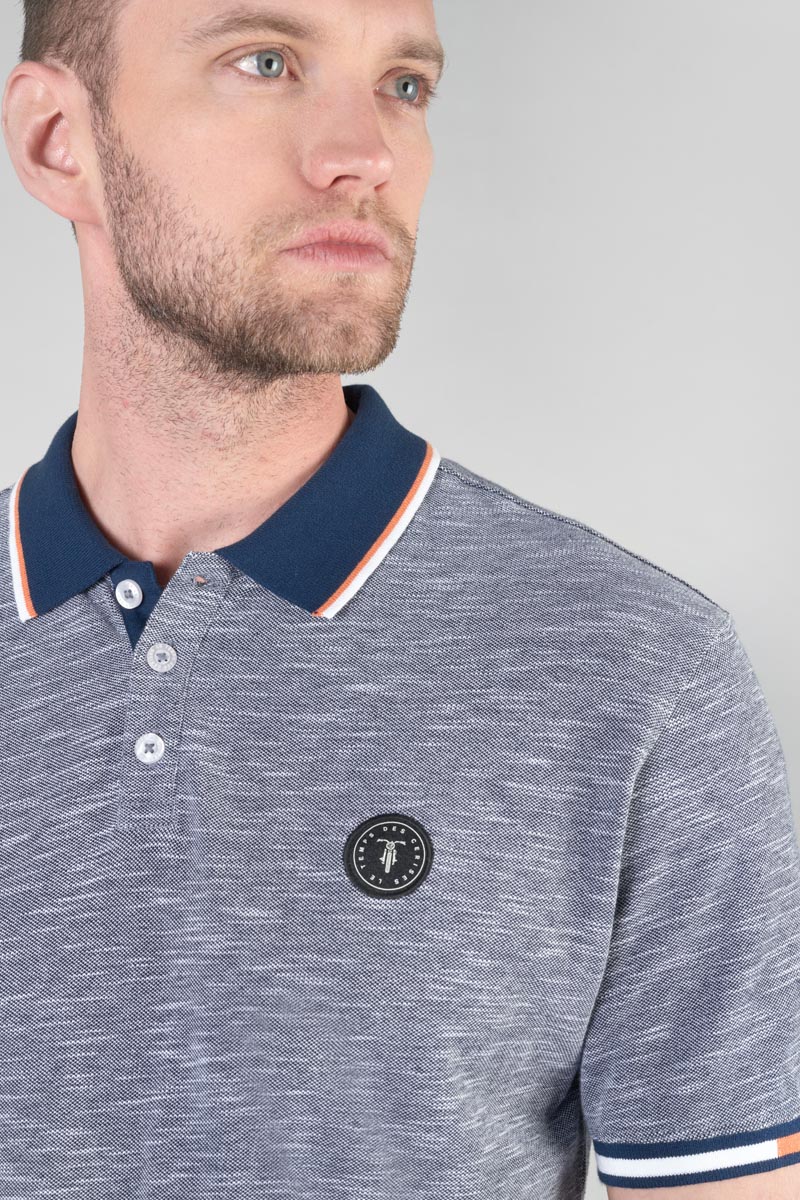 Navy blue marl jersey Polar polo shirt
