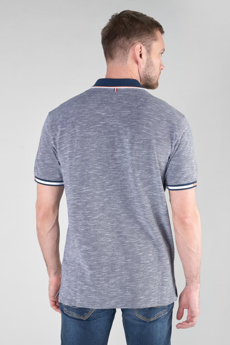 Navy blue marl jersey Polar polo shirt