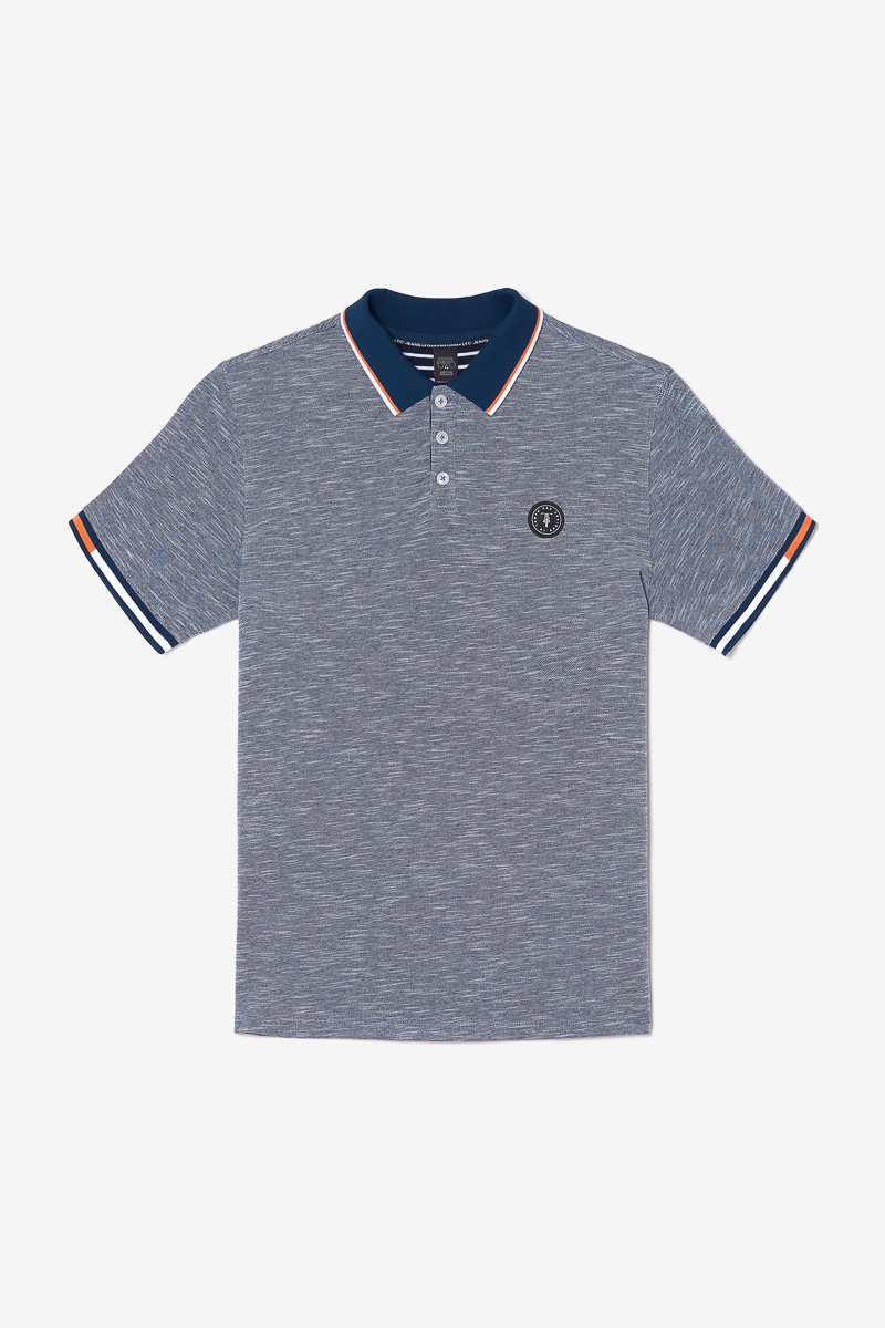 Navy blue marl jersey Polar polo shirt