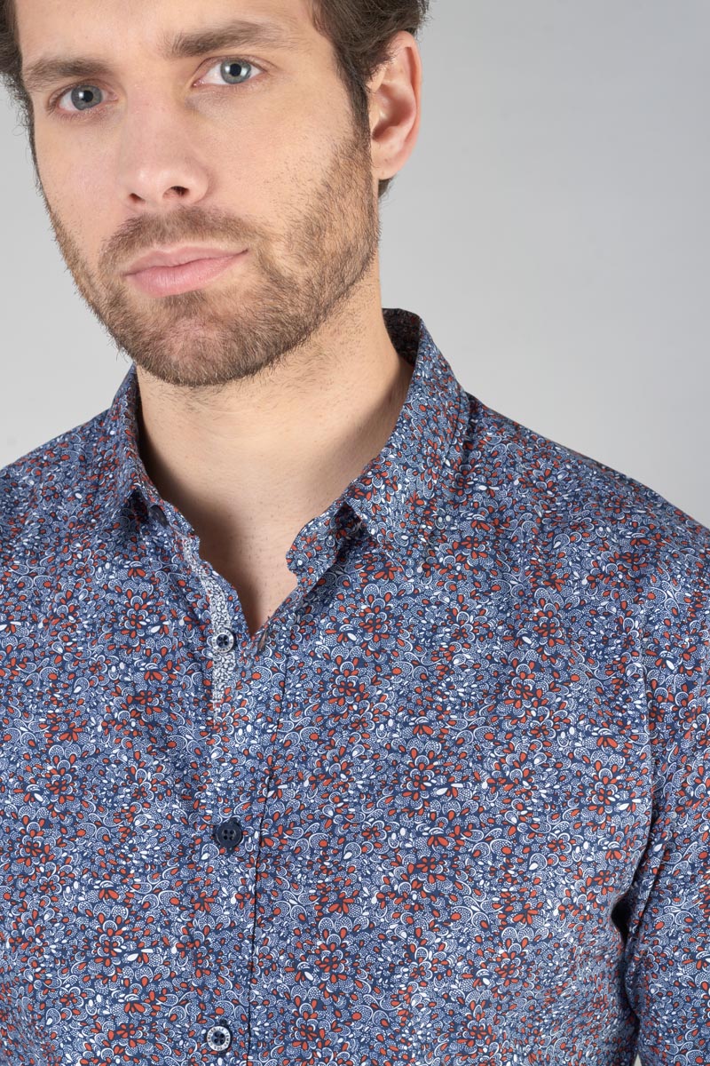 Chemise Retil bleu marine à motif