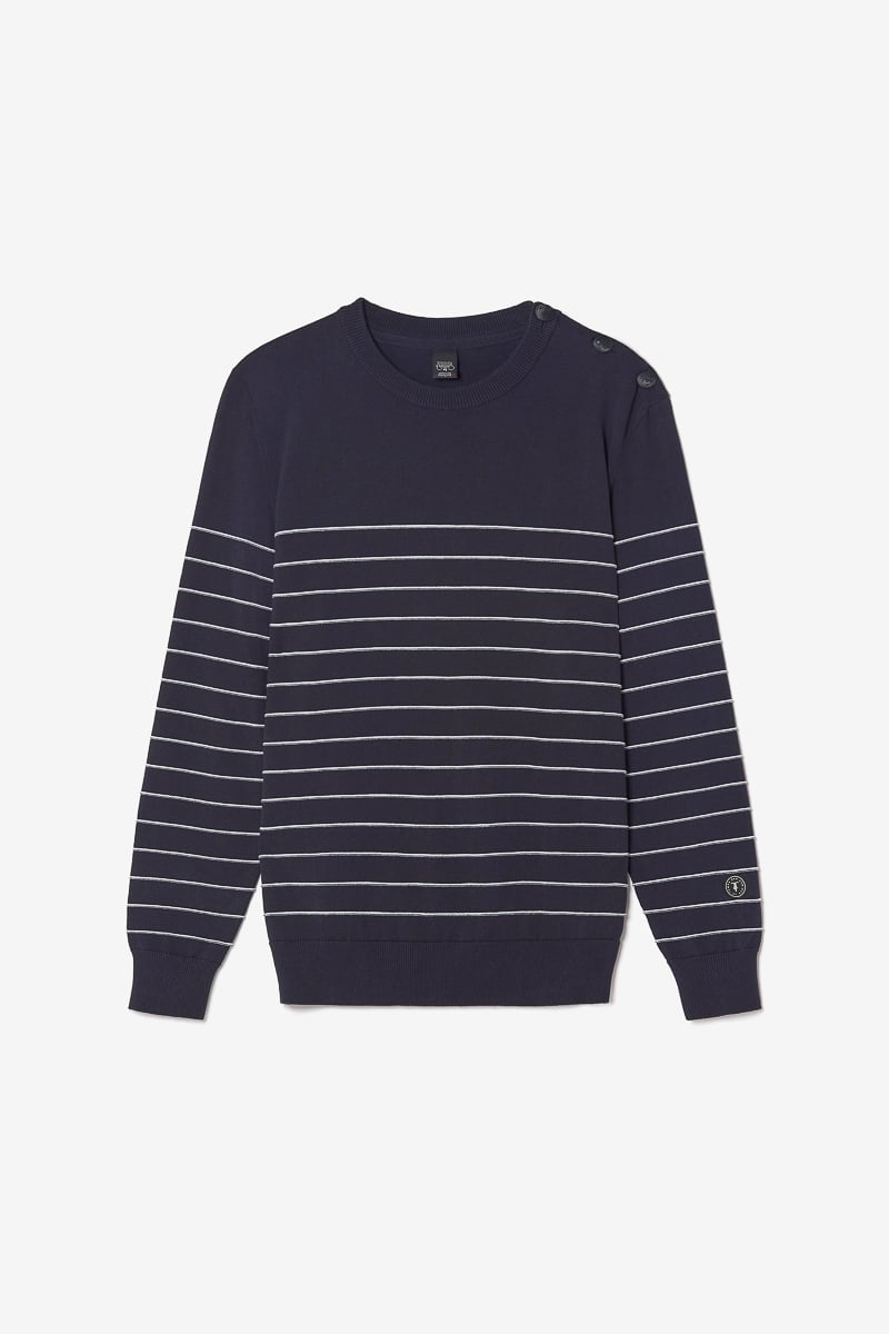 Midnight blue striped Vogel jumper