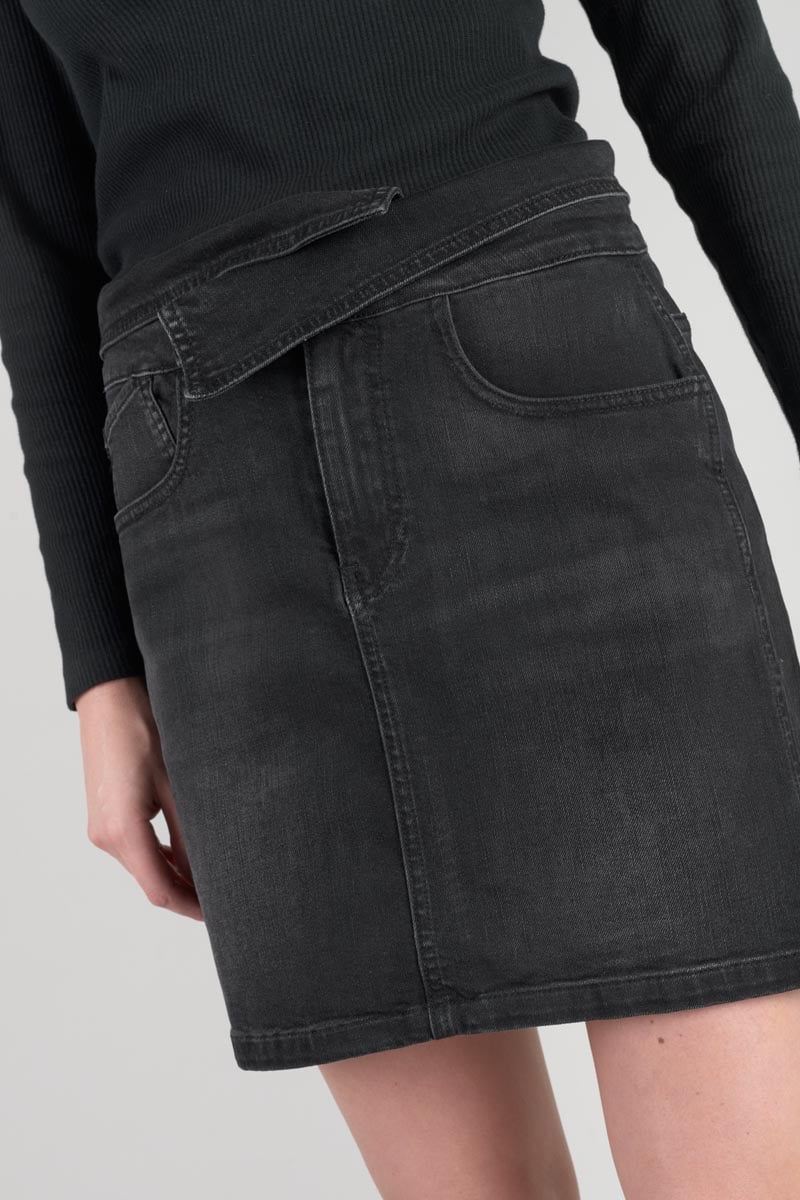 Faded black denim Callas short skirt