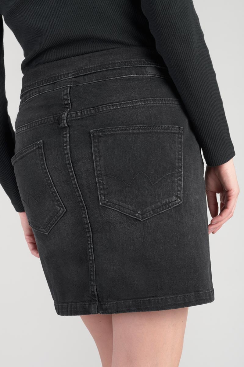 Faded black denim Callas short skirt