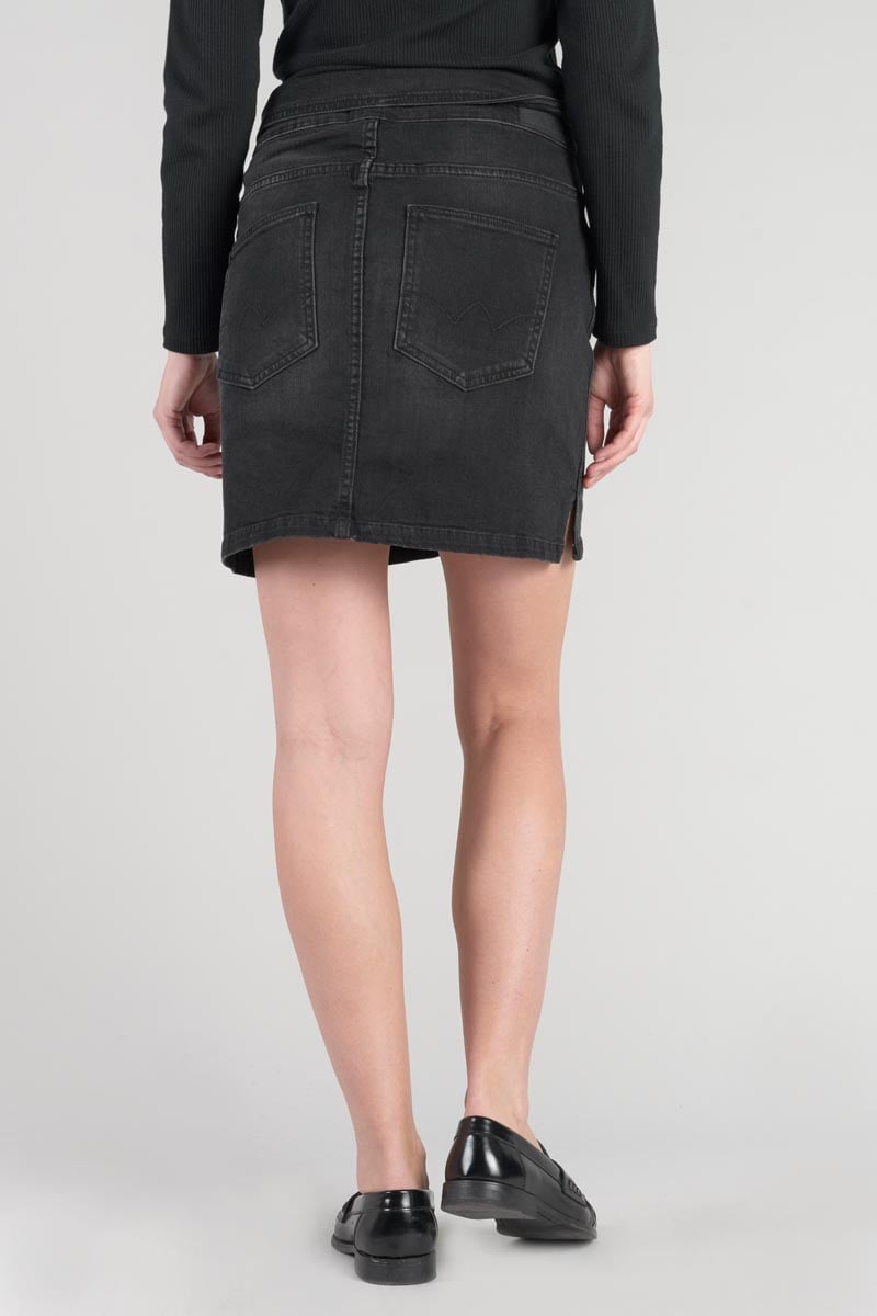 Faded black denim Callas short skirt
