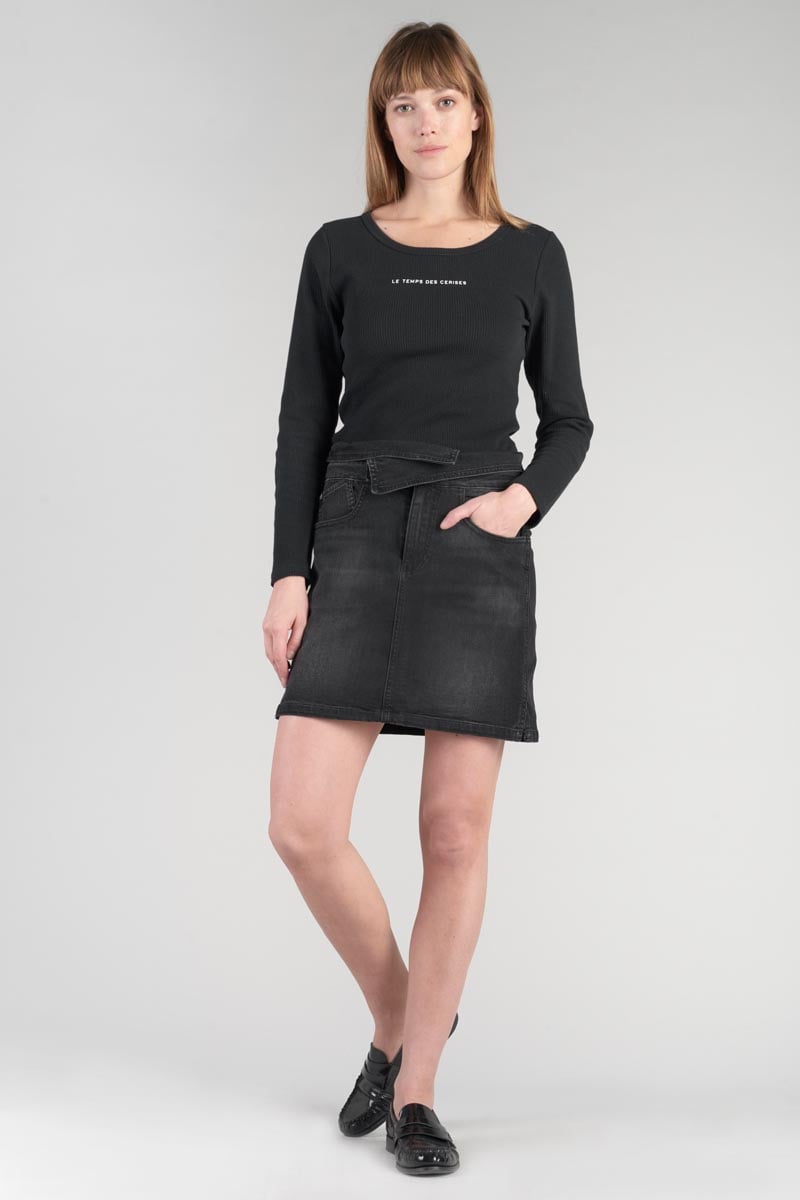 Faded black denim Callas short skirt
