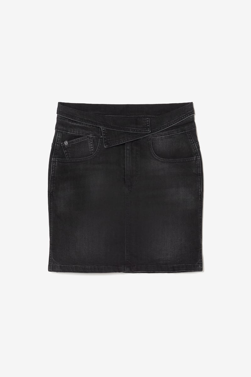 Faded black denim Callas short skirt