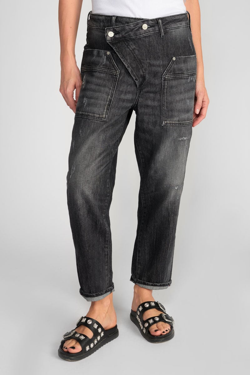 Jeans boyfit Cosy Pocket 7/8th destroy black N°1