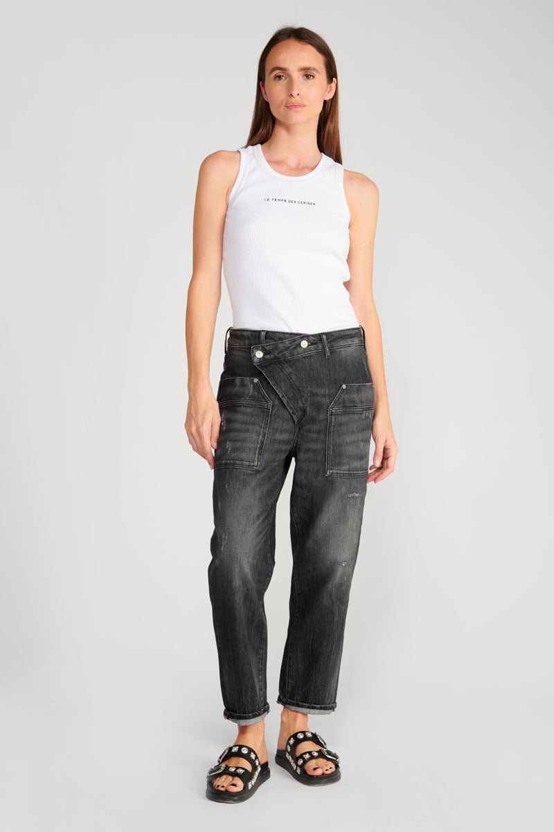 Jeans boyfit Cosy Pocket 7/8th destroy black N°1