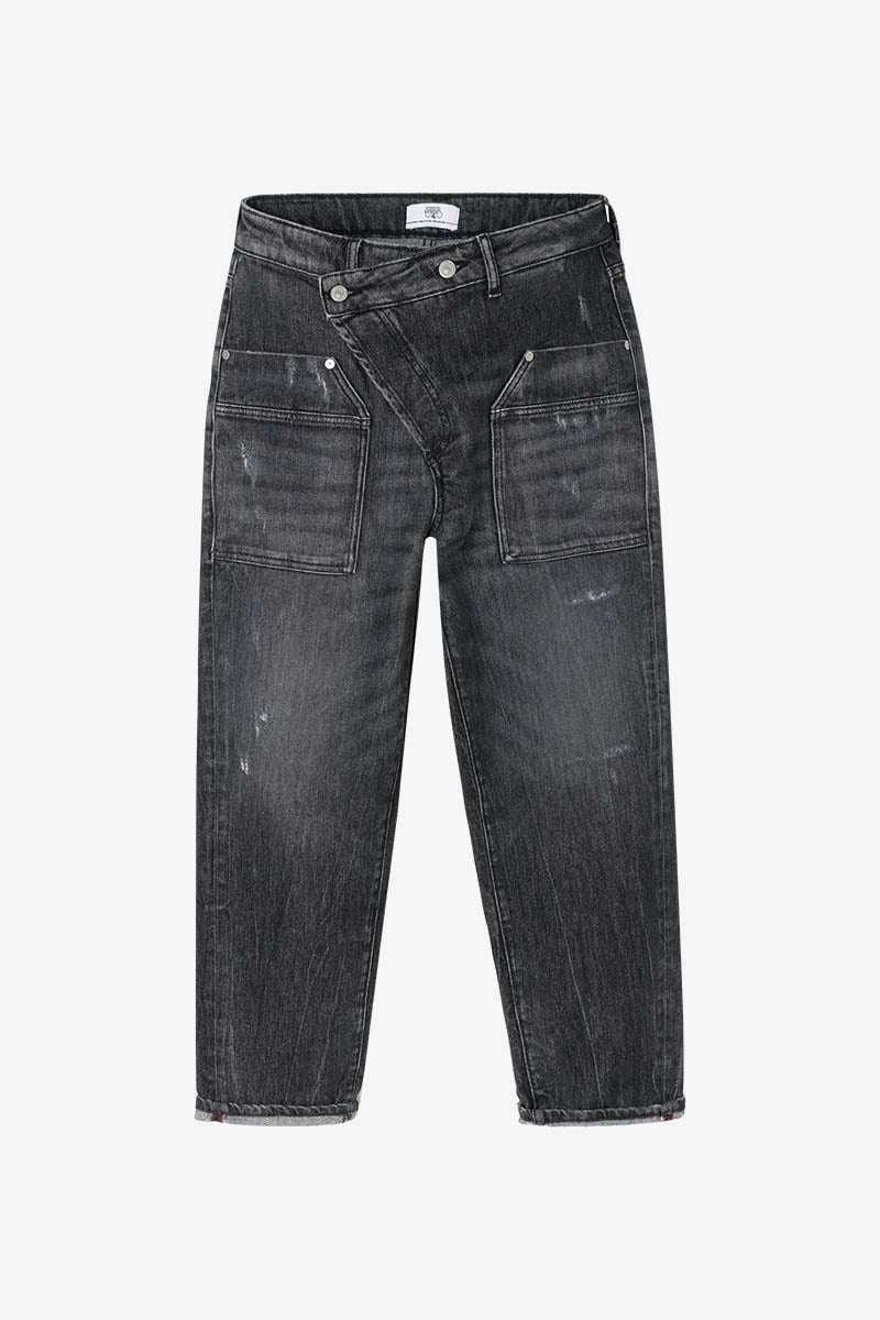 Jeans boyfit Cosy Pocket 7/8th destroy black N°1