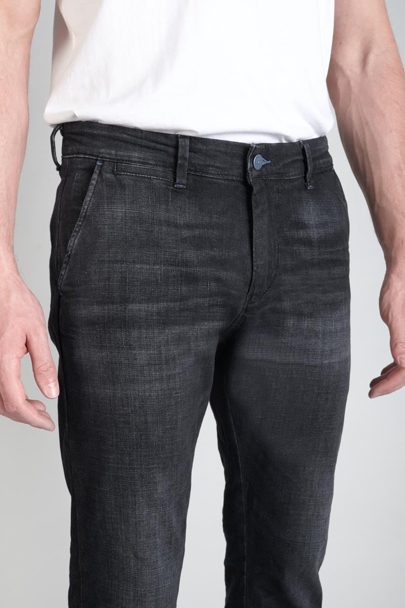 Pantalon chino Dejean en jeans noir délavé