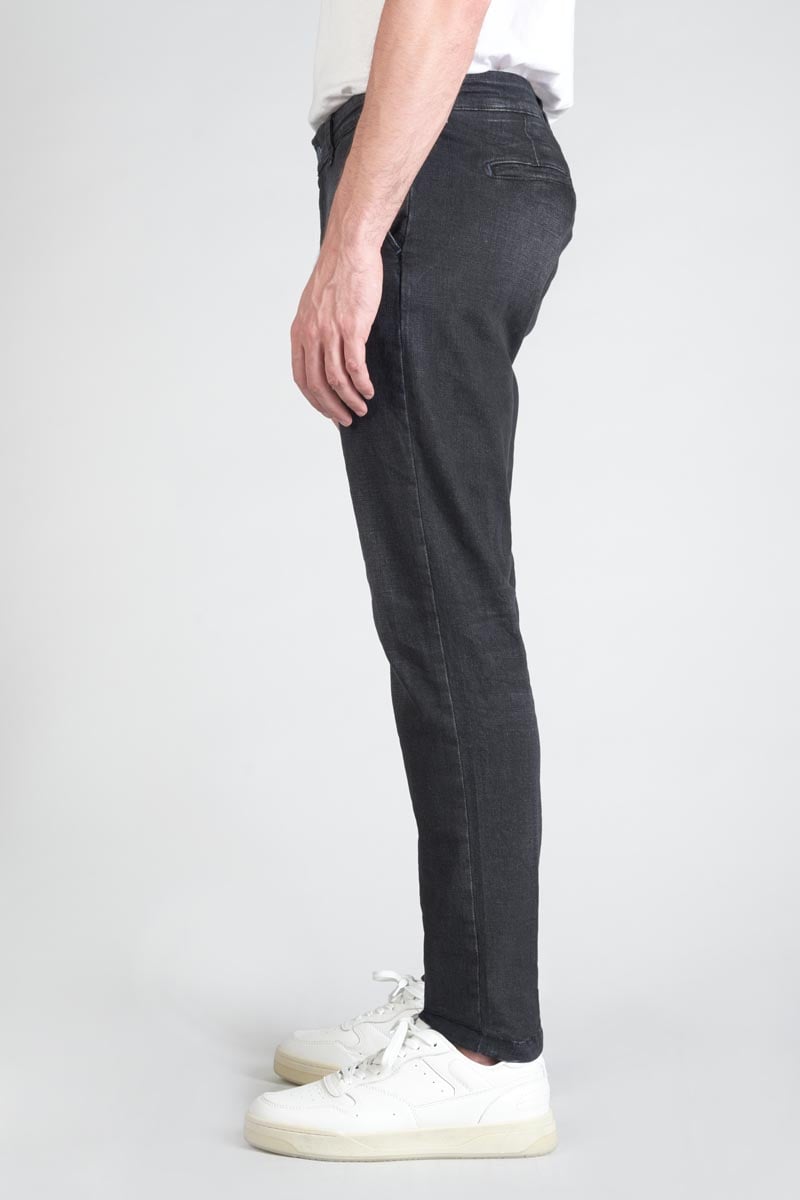 Pantalon chino Dejean en jeans noir délavé