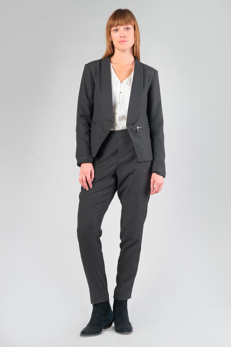 Pantalon Layken gris à motif pied de poule