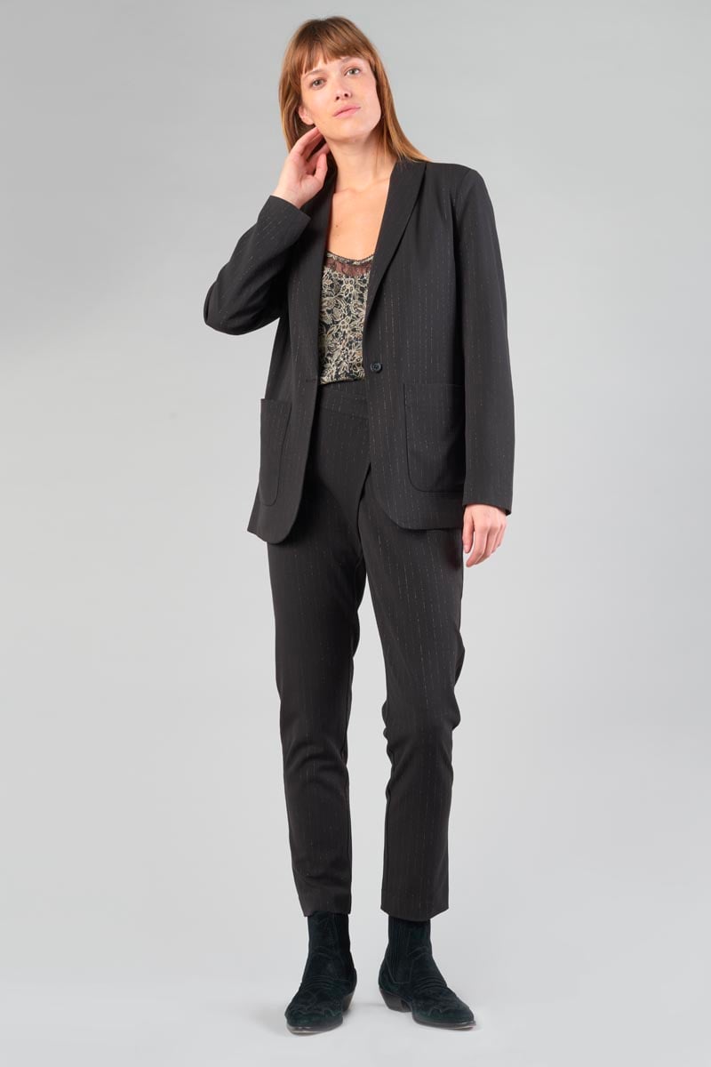 Black Livia trousers with asymmetric fastening