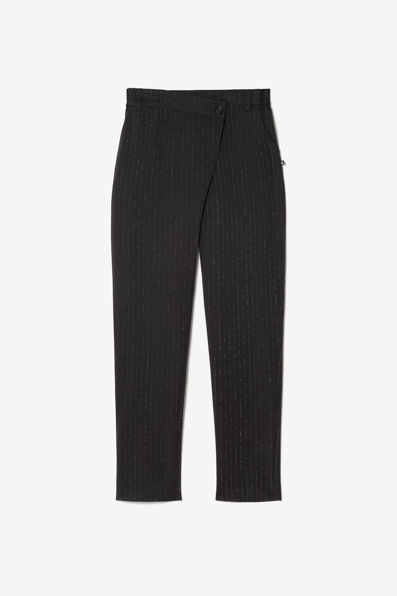 Black Livia trousers with asymmetric fastening